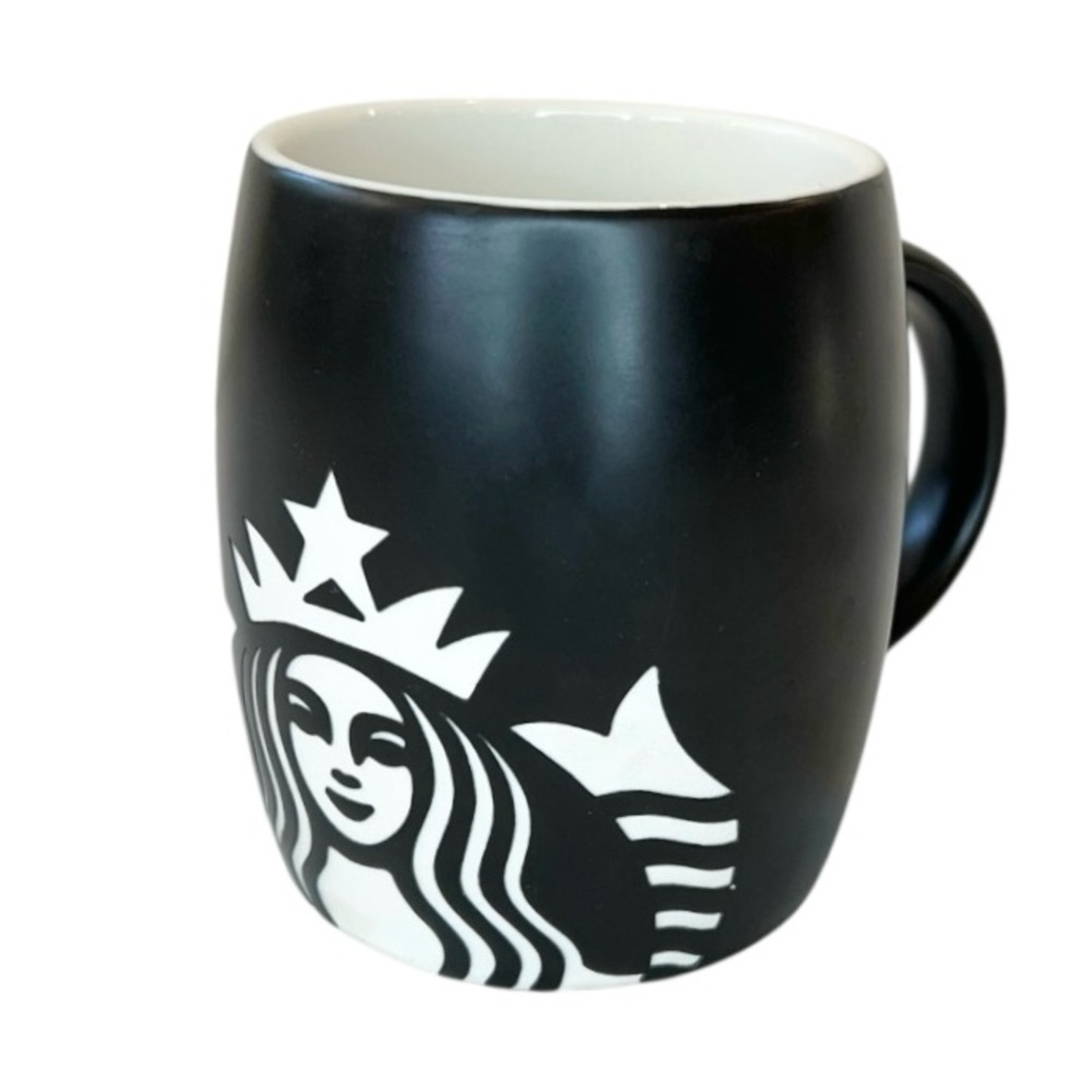 Starbucks Etched Mermaid Logo Siren Matte Black Mug